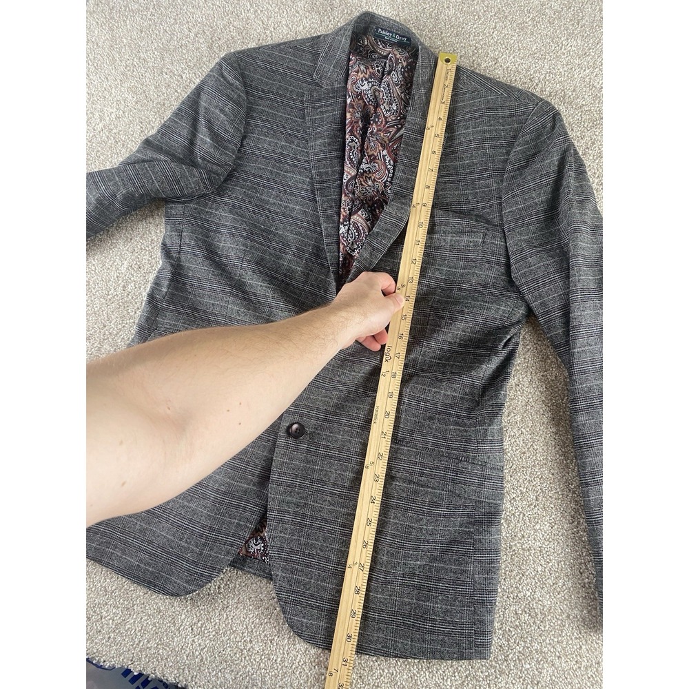 Paisley & Gray Slim Fit Rayon Stretch Gray Plaid Blazer Men 42R Preppy Old Money - Picture 10 of 13